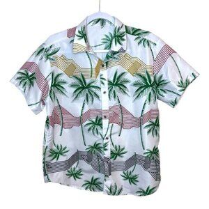 SHEIN Men’s Tropical Palm Print Button Down Shirt Size Medium